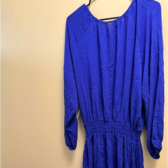 Raisins Juniors' Solid Maui Cover up Dress - Blue, swimsuit cover L - Picture 4 of 8